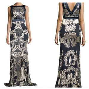 Badgley Mischka Sleeveless Lace Burnout Gown